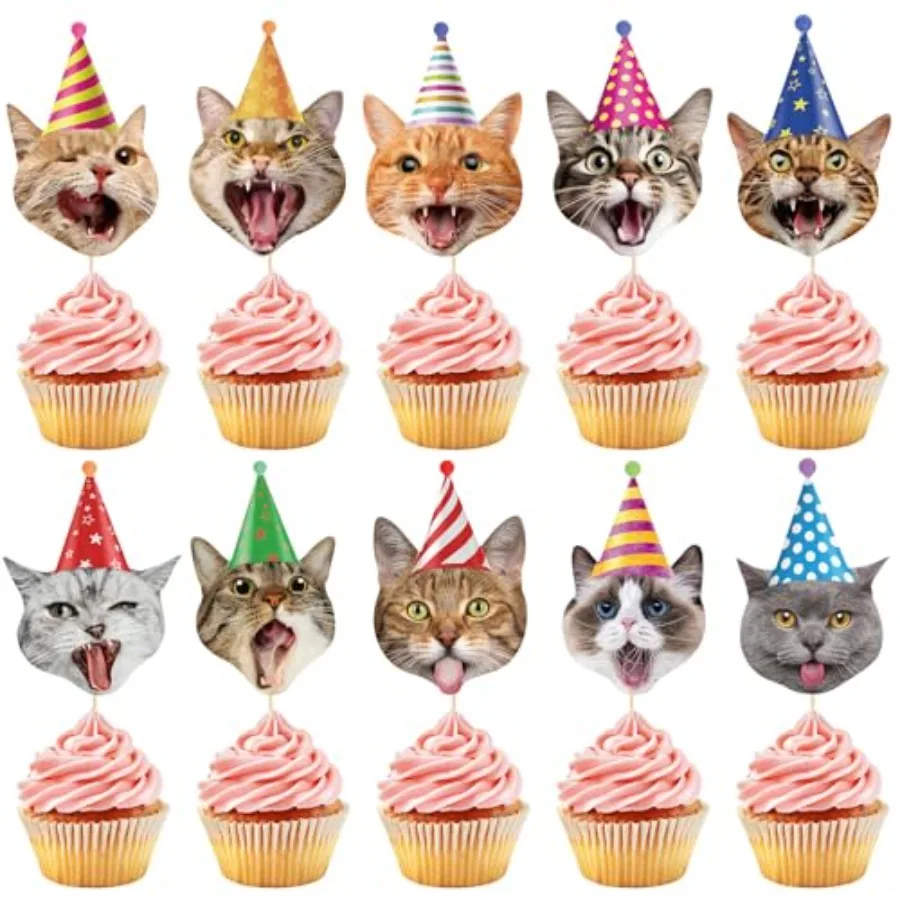 40Pcs Cupcake Toppers Birthday Cupcake Toppers Cake Decorations for Boys Girls Pet Themed Birthday Party Decorations Supplies