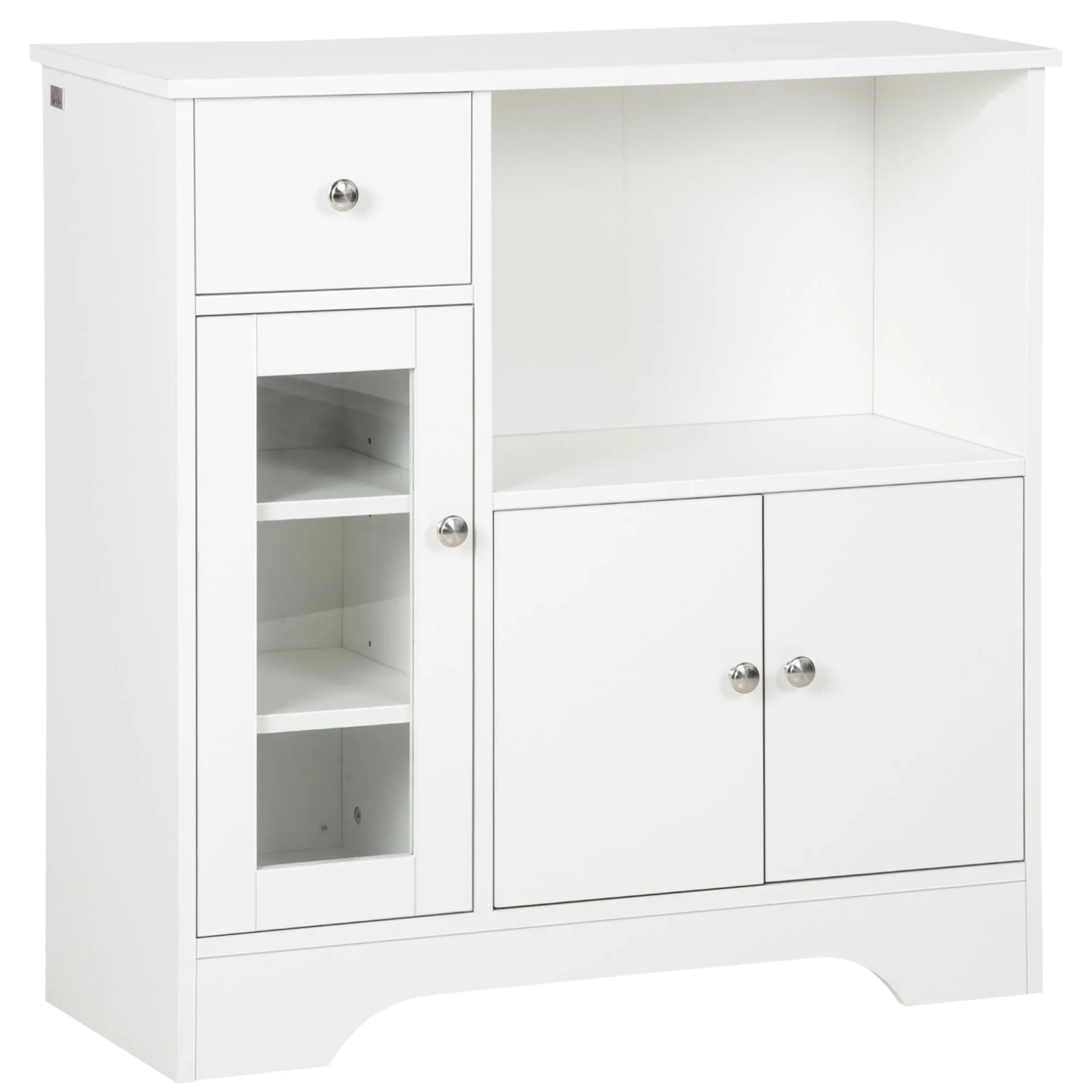 HOMCOM modern kitchen sideboard with glass door drawer shelf 80x30x82 cm