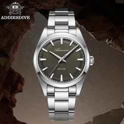 ADDIESDIVE 36 mm Quarzuhr VH31 Sternenhimmel, graues Zifferblatt, AR-Beschichtung, 3D-Skala, 100 m Tauchen, 316L-Edelstahl, Business-Uhr für Herren