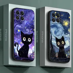 Case for Honor X8a X6a 8X 70 X8 90 Pro X9a X7 X6 Magic5 Lite Magic5 Back Starry Sky Cat Cover TPU Soft
