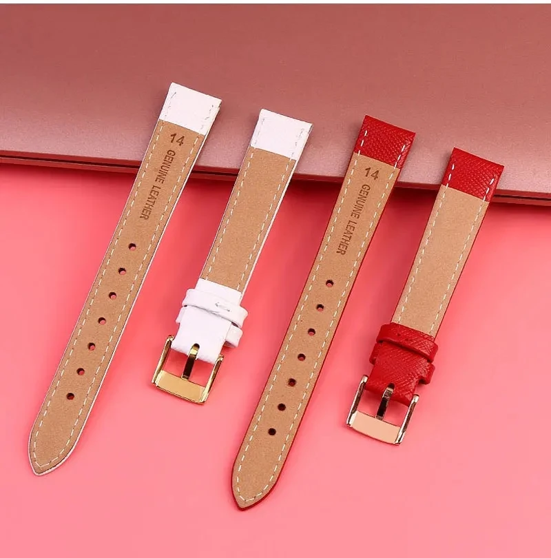 10mm Small Size soft Cowhide Watch Strap For Armani White Moonlight AR1763 AR1764 AR1961 AR1684 Women's Genuine lea-ther strap