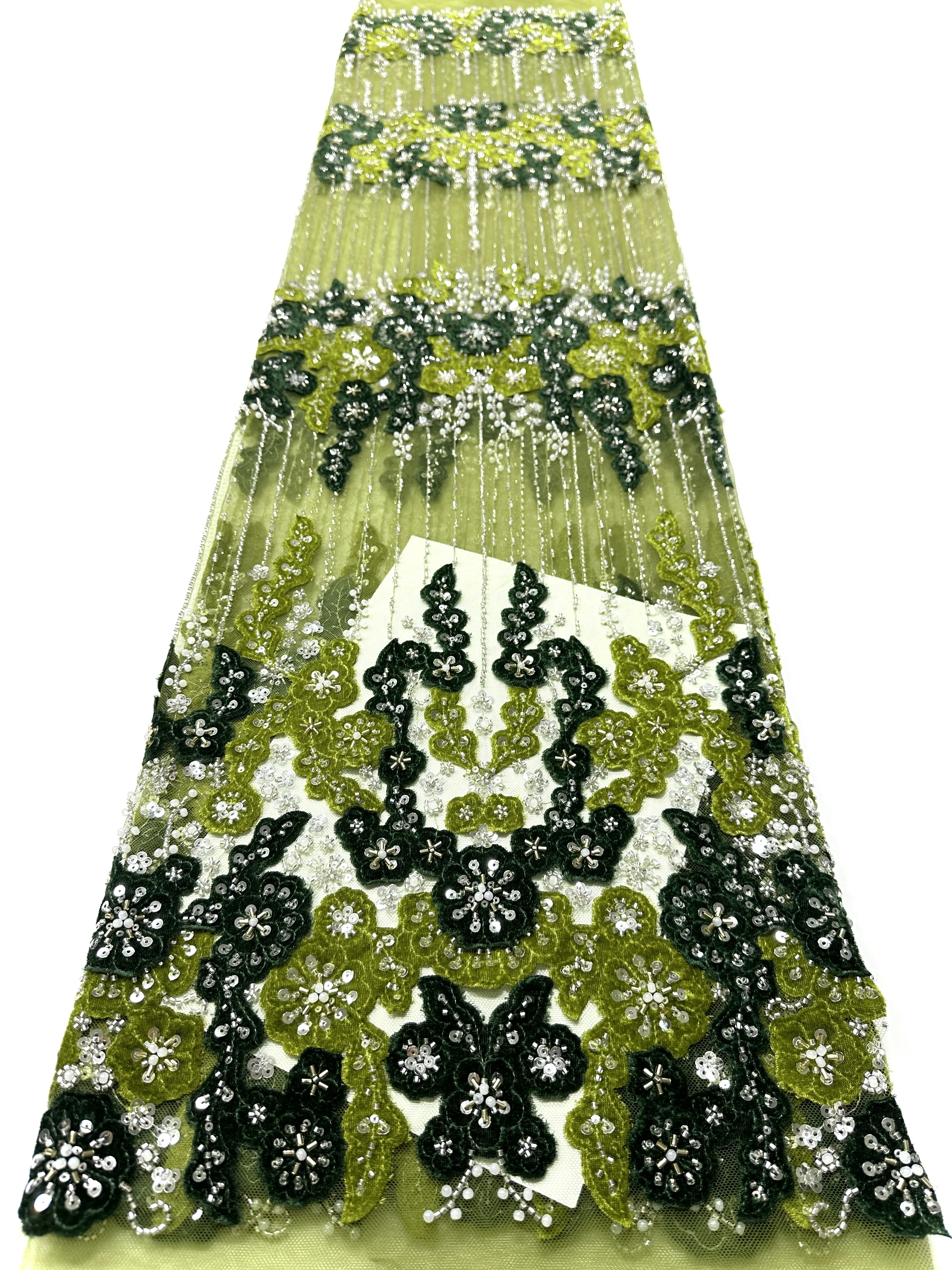 2025 New Design Luxury French African Velvet Tulle Beaded lace Sequins Mesh Lace Nigeria French Fabric For Wedding Dresses Sew