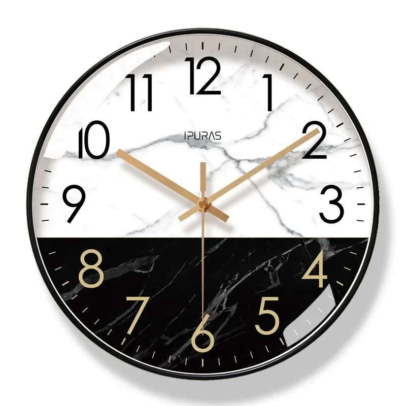 Simple Various Styles Living Room Simple Stone Texture Nordic Home Wall Clock Long Endurance Quartz Clock