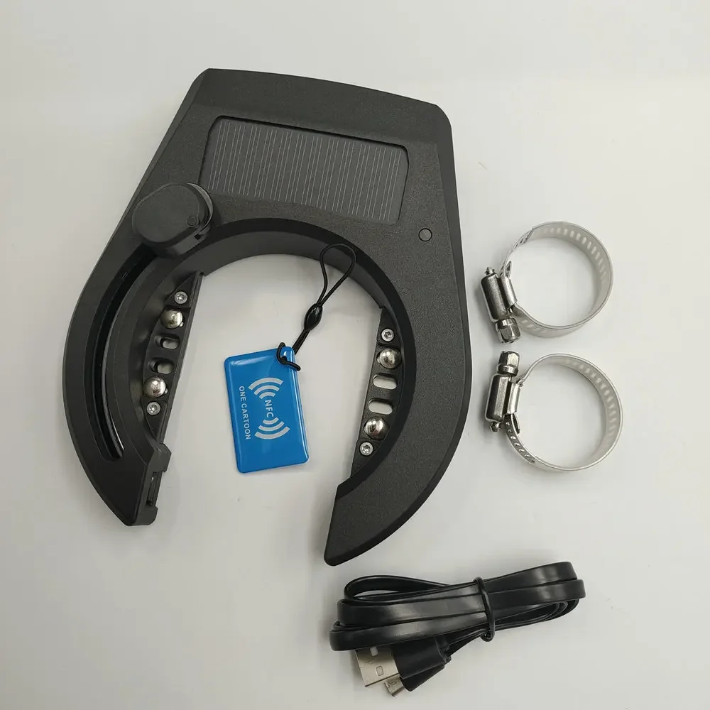 

In stockBicycle Lock Horseshoe Shape With Bluetooth Solar Panel Bicycle ACCESSARY Electric Moped SCOOTER PART Shared Riding Solu