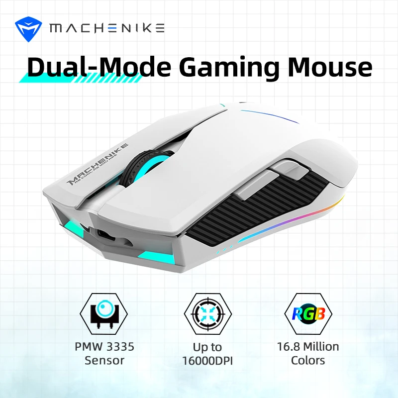

MACHENIKE M7 Gaming Mouse PAW3395 Rechargeable Ergonomic Mouse Wireless Bluetooth 16000DPI Long Battery Life Dual Mode RGB Gamer