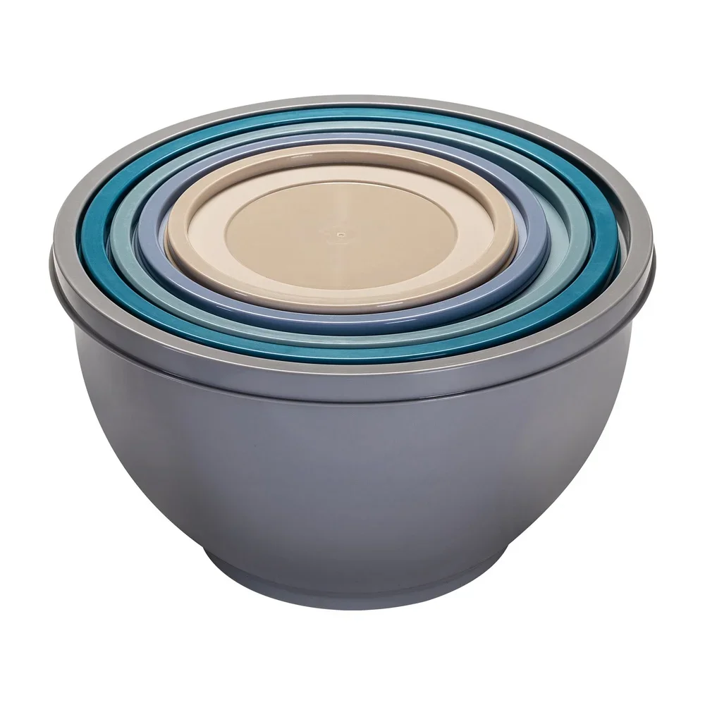 مجموعة أوعية خلط بلاستيكية متنوعة غير قابلة للانزلاق مع أغطية 10 قطع) #3