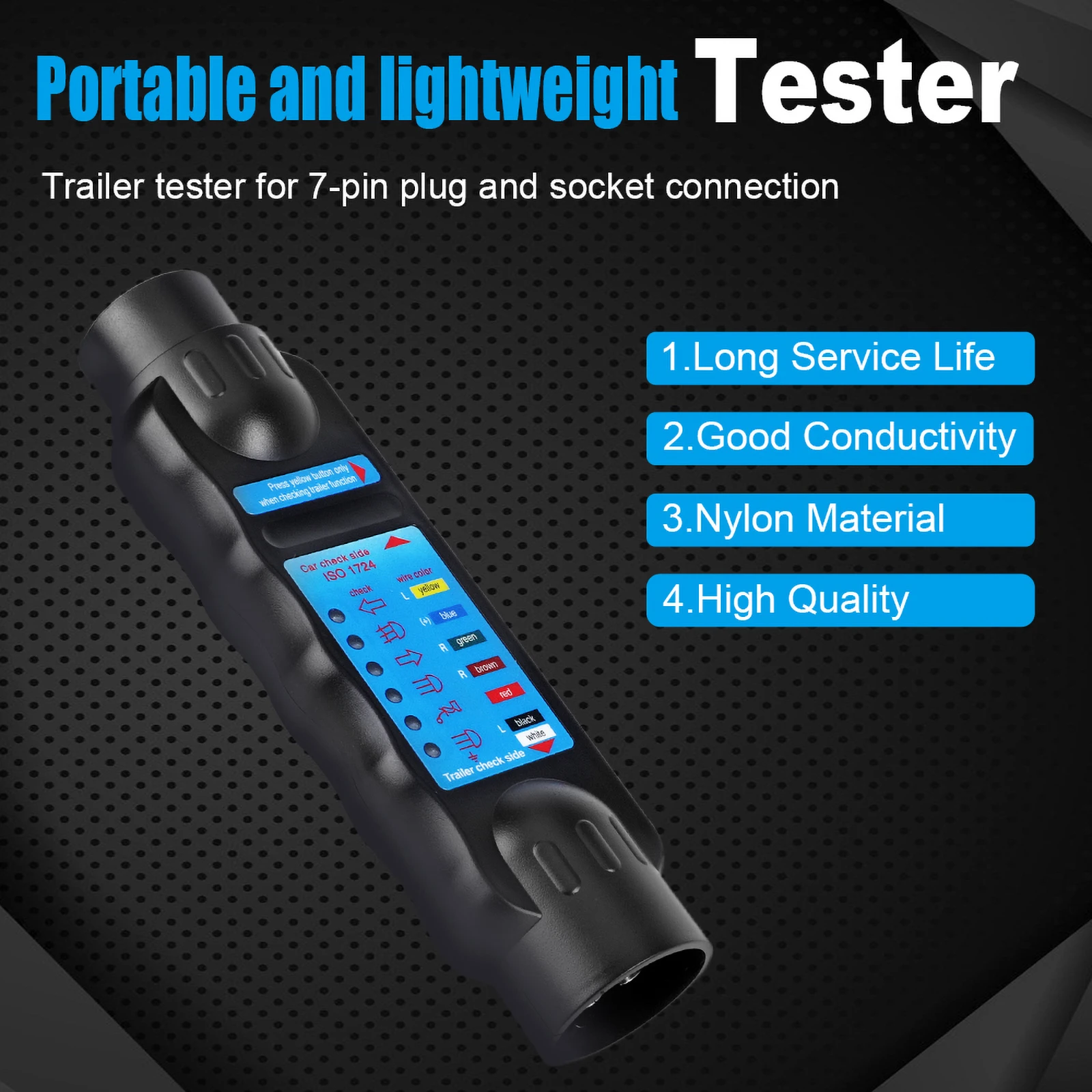 7 Pin Trailer Socket Tester Towbar Plug Socket Diagnostic Tools Caravan Towing Tow Bar Light Wiring Tester Accessories 12V