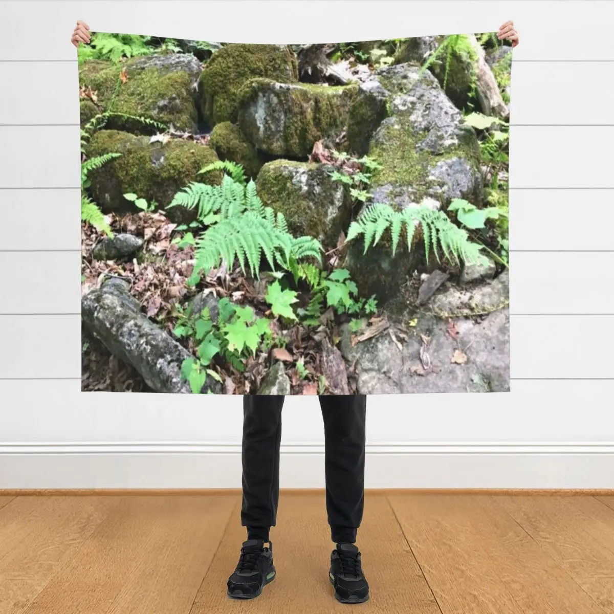 

Fern Forest Floor / Mossy Cover / Rocks / Lush Plants Throw Blanket Furrys blankets ands Luxury St Custom Blankets