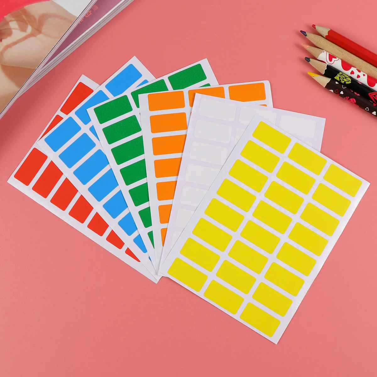 6 adesivi rettangolari per codifica a colori, etichette autoadesive in materiale premium, etichette con nome per adesivi per codifica Home Office