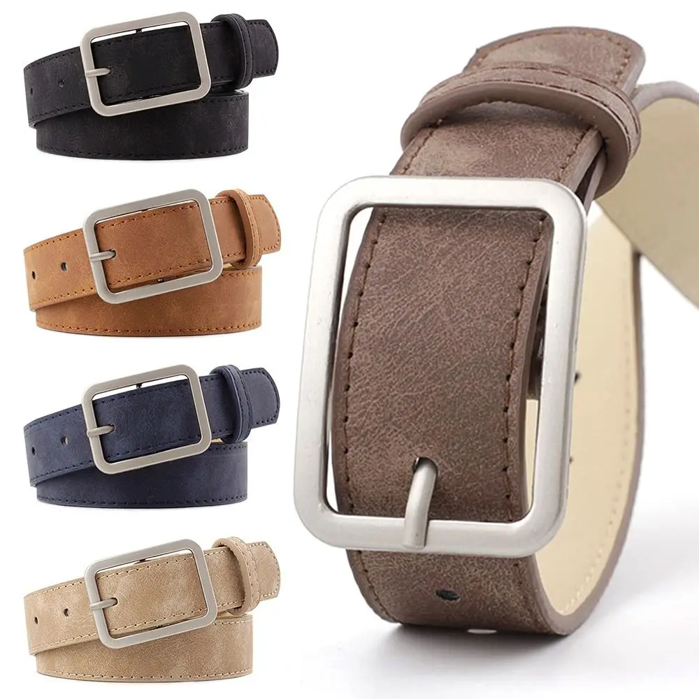

Female Luxury Brand Design Casual Square Pin Buckle Waistband Leather Belt Waist Band Ladies Dress Strap
