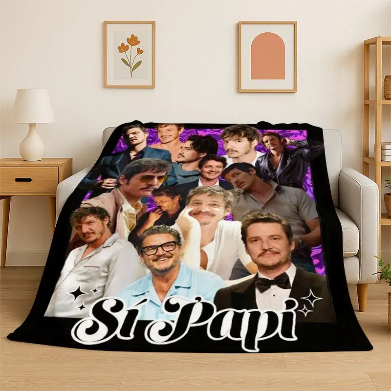 Famous Jose Pedro Pascal Star Flannel Blanket,Ultra Soft Warm Plush Throw for Home Bedroom Bed Sofa Cover Office Camping Picnic