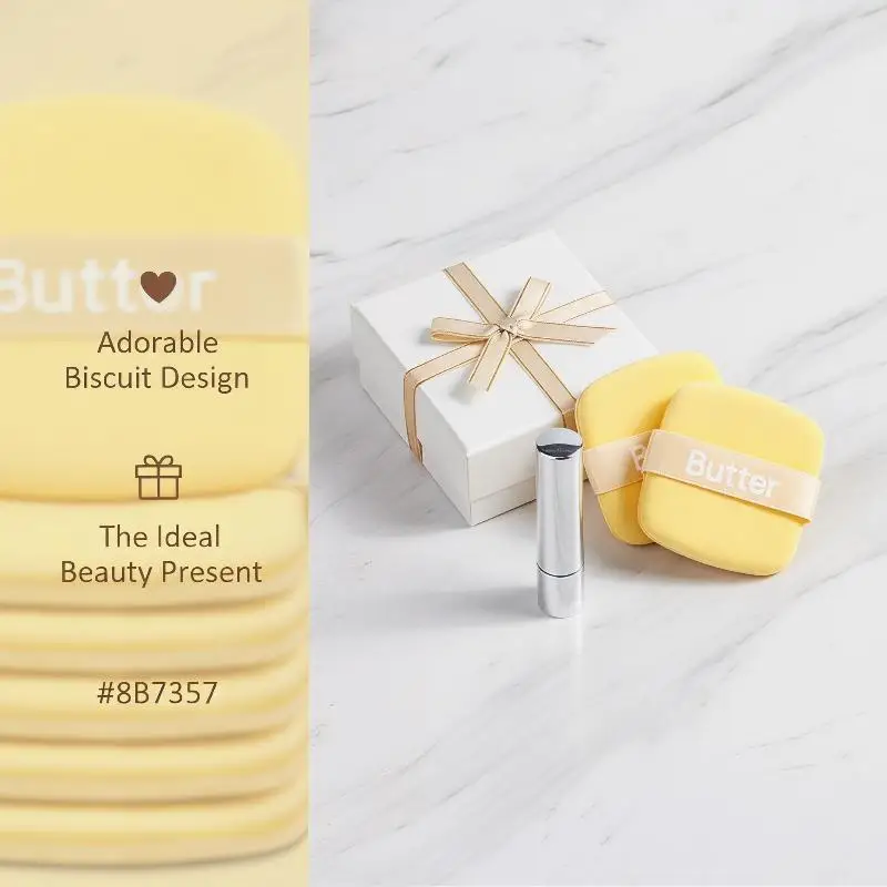 Puff de Maquiagem Super Macio em Forma de Biscoito de Manteiga, Expande ao Entrar em Contato com Água, Ferramenta de Maquiagem para Base Líquida, Dupl