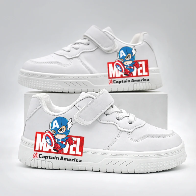 

Marvel Kids Sport Shoes Boys Fashion Cartoon Print Casual Shoes Children's Anti-slip Sneakers Student Outdoor Pu Leather Shoes
