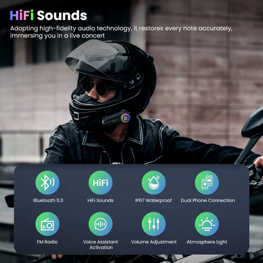 T1 سماعات بلوتوث غير إنترفون خوذة سماعة اتصال مزدوج صوت للتحويل دراجة نارية التواصل مع راديو FM