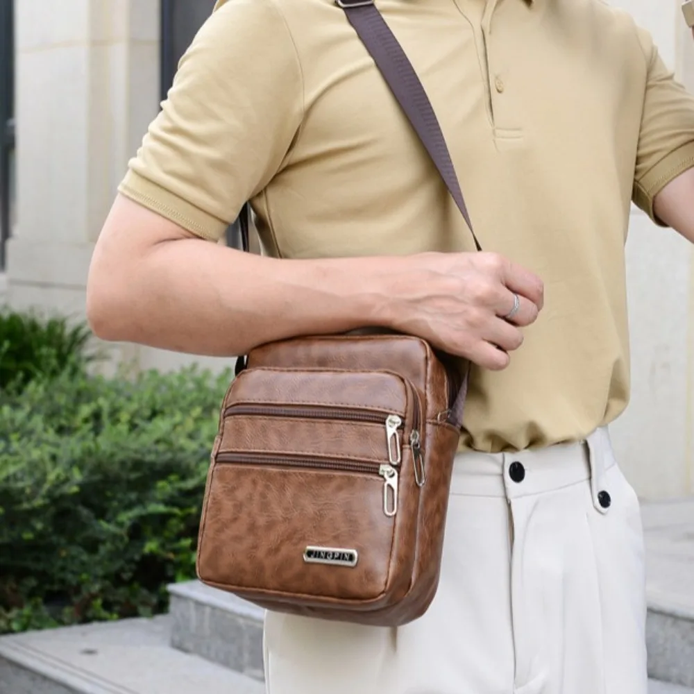 

Портативная деловая сумка-мессенджер с несколькими карманами, квадратная, из искусственной кожи, винтажная, мужская, через плечо, повседневная, водонепроницаемая, дорожная сумка
