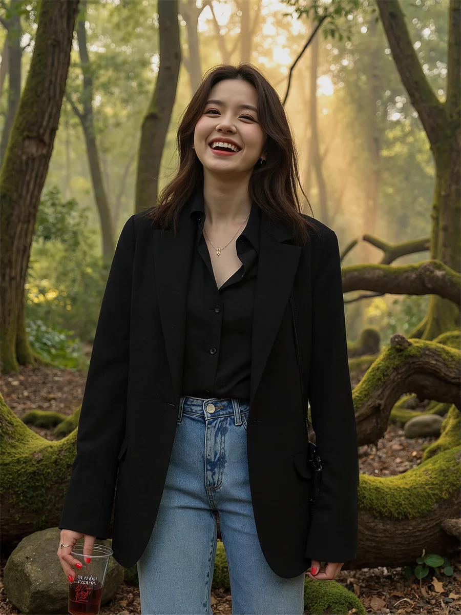 

Blazer Women'S Coats Black White Pocket Waisted Matching Lady'S Corduroy Customized Best Bargain Leopard Printing Arrivals