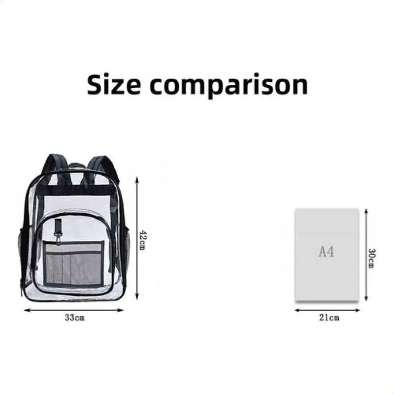 حقيبة ظهر شفافة مقاومة للماء من مادة PVC، حقيبة تخزين ذات سعة كبيرة، حقيبة مدرسية للطلاب، حقيبة ظهر شفافة متعددة الأغراض