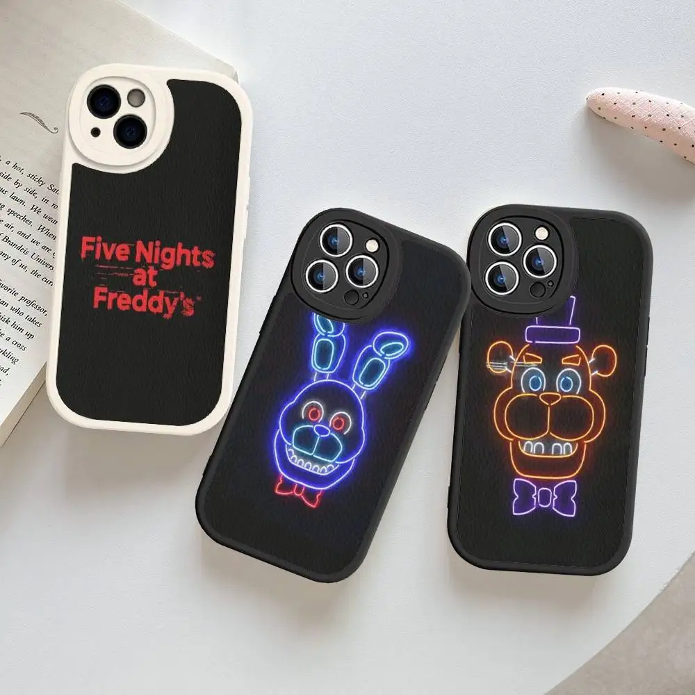Funda de Teléfono con Diseño de Anime Fnaf Five Nights at Freddy's para iPhone 16 15 14 13 12 11 Pro Max Plus, Funda de Cuero Resistente a Impactos