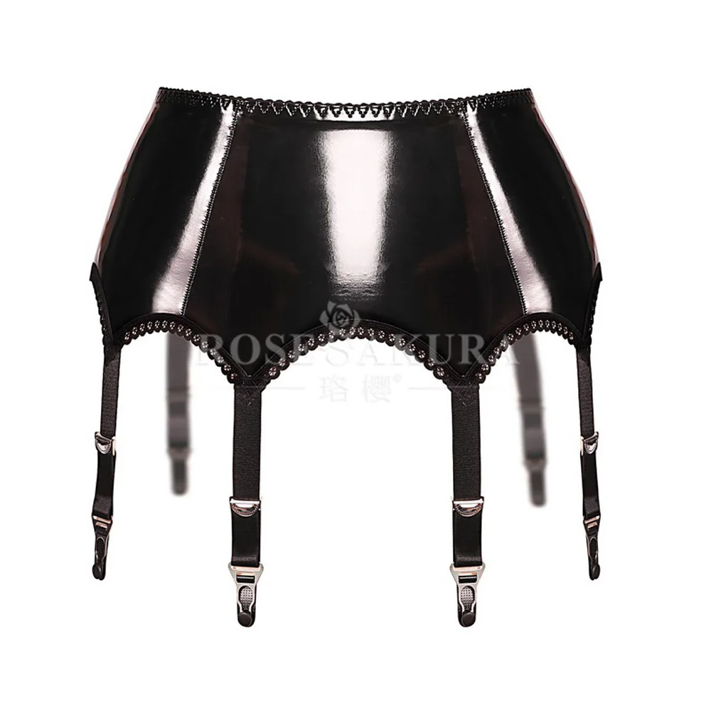 Sexy Women PU PVC Leather Garters For Stockings Three-row Back Buckle Suspender Belt Sexy Lingerie Cosplay Oil Shiny Underwear