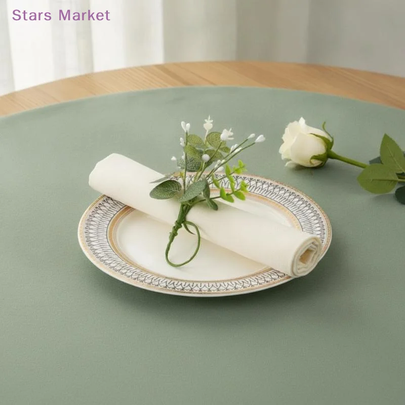 2Pcs Artificial Eucalyptus Green Napkin Rings Floral Rustic Wedding Party Table Centerpieces Valentine's Day Home Dining Decor