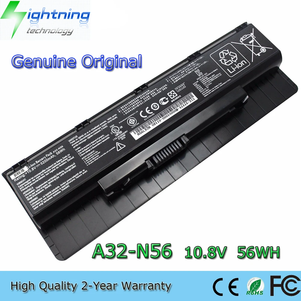 New Genuine Original A32-N56 10.8V 5200mAh Laptop Battery for Asus N46 N56 N76 R401VB R501VB R701VB G56JK G56JR