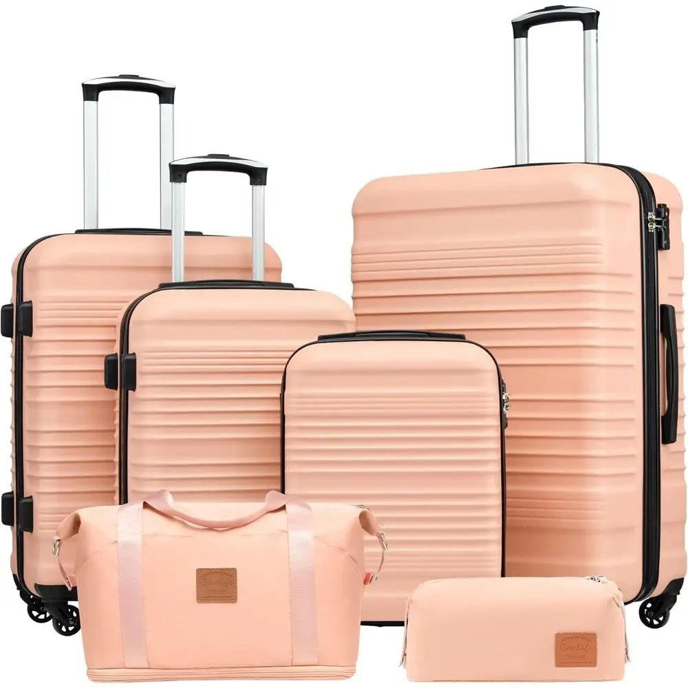 

3-Piece Pink Luggage Set with TSA Lock, Spinner Wheels for Travel