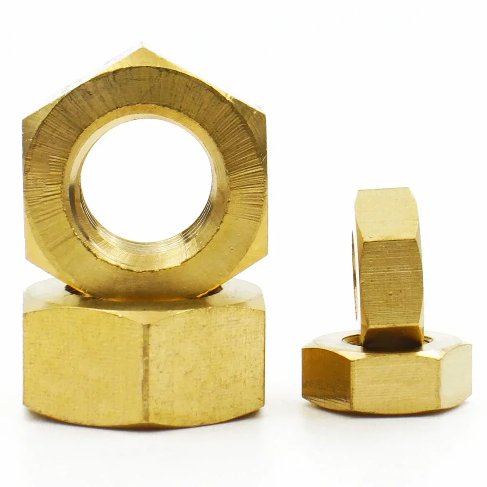 100/50/10/5/1pcs DIN934 Solid Brass Copper Hexagon Hex Nut M1.4 M1.6 M2 M2.5 M3 M4 M5 M6 M8 M10 M12 M14 M16 M18 M20 for Bolt