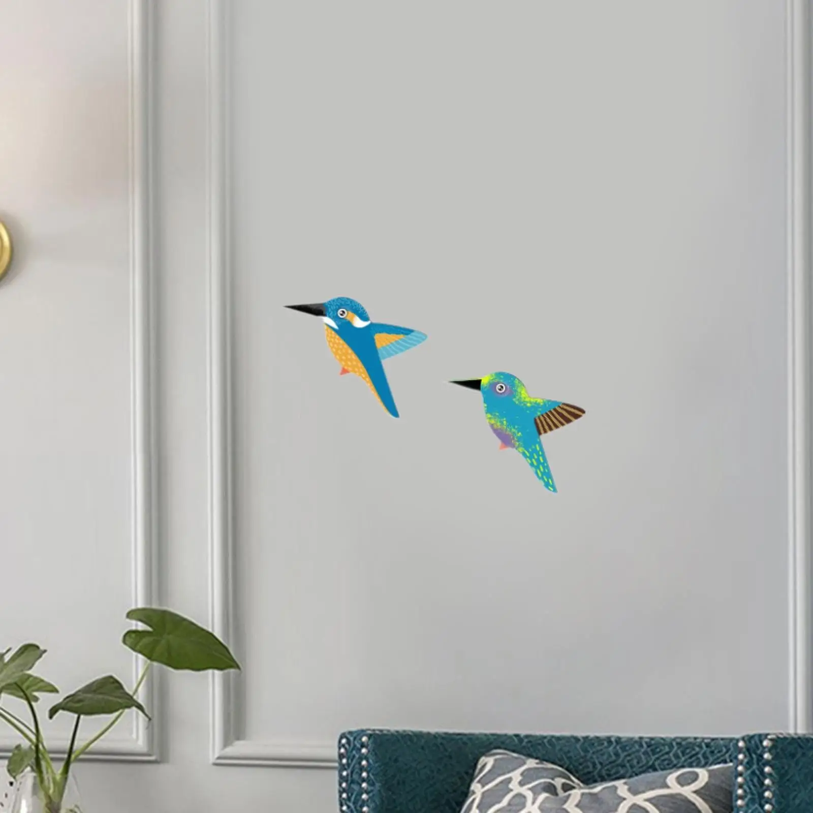 2Pcs Wood Flying Birds Wall Decoration Decorative Hanging Ornament 5.9x4.8inch for Gardens Yards Multifunctional Simple Assembly
