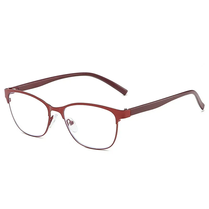 Vrouwen Roestvrij Staal Cateye Leesbril Retro Presbyopische Brillen Anti Blauw Licht Voor Ouders Lentes Opticos Para Mujer