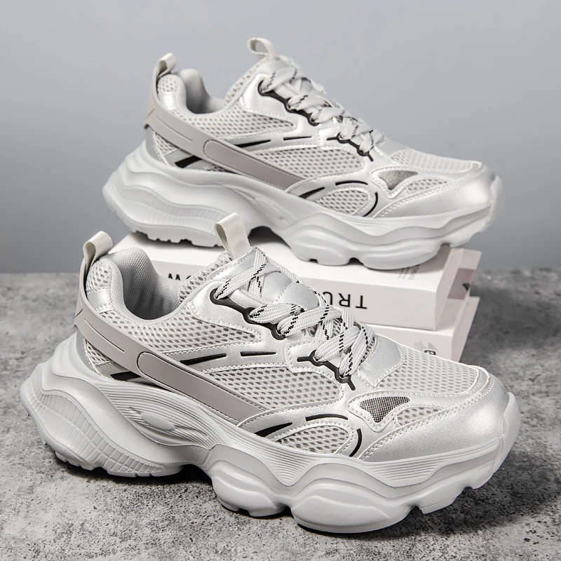 

Мужская обувь, кроссовки, модные дышащие кроссовки на платформе, сетчатая спортивная легкая мужская повседневная вулканизированная мужская обувь унисекс