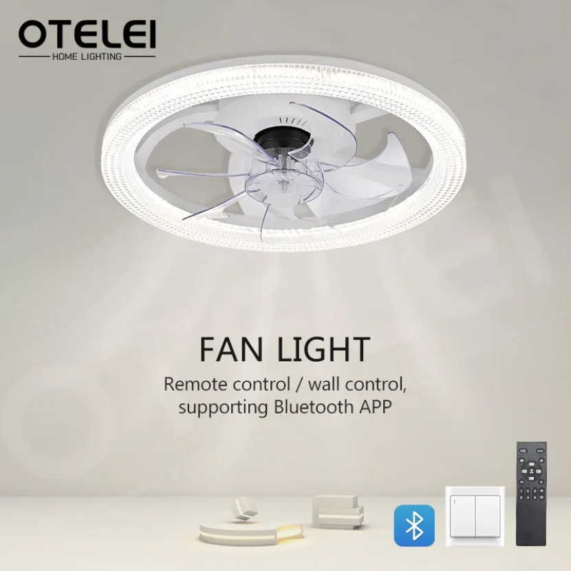 

New LED Ceiling Fan Light 6th Gear with Intelligent APP Remote Control Dimming Bedroom Study Balcony Indoor Home Fan Light