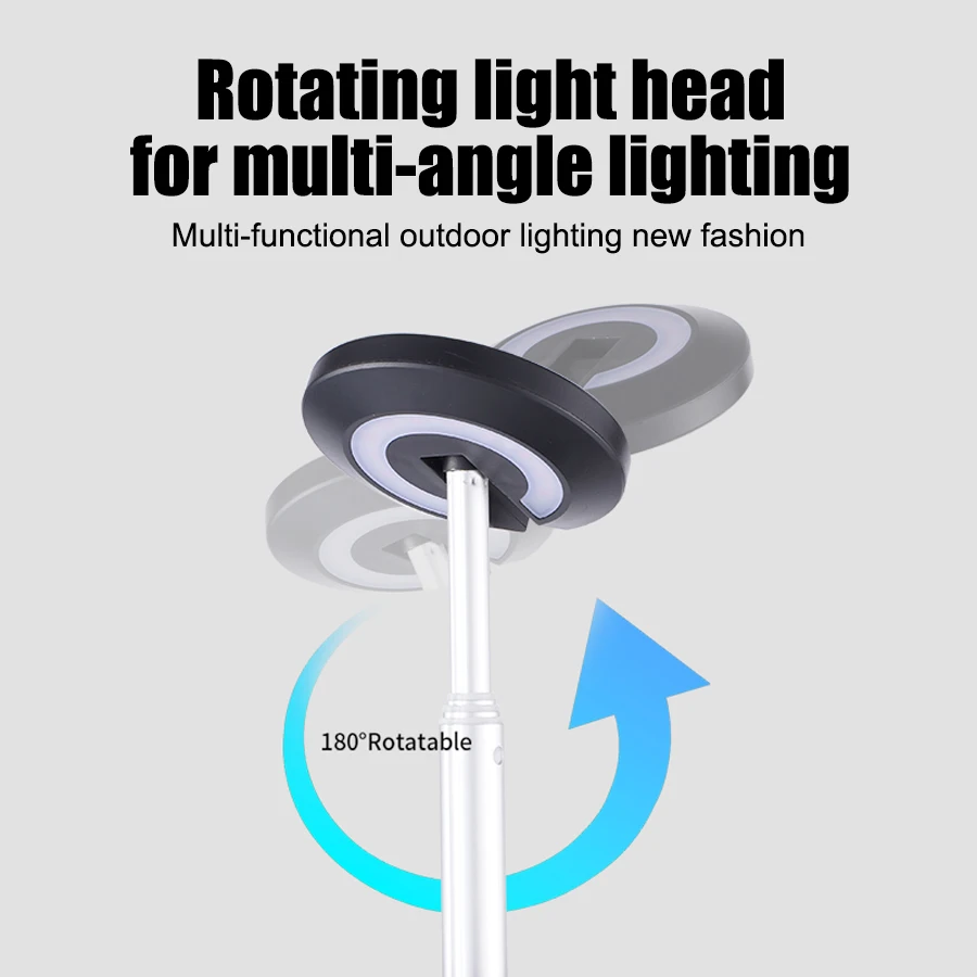 Torcia LED multifunzionale 6 modalità di illuminazione Faretto portatile telescopico ricaricabile Lampada da campeggio per esterni