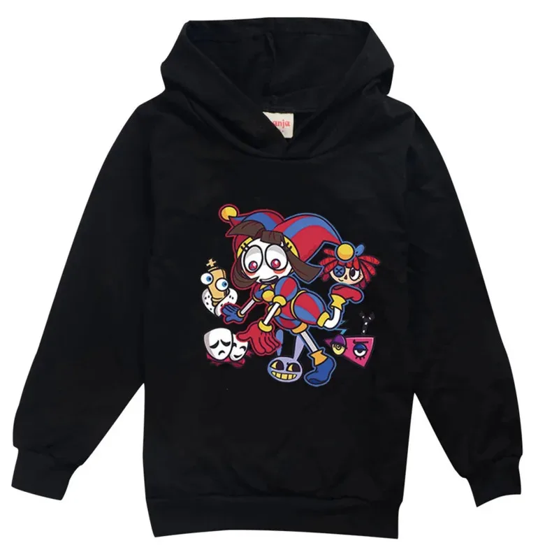 

The amazing digital pedestal sweatshirts spring autumn children hoodies cartoon pomni long sleeves T-shirt toddler girls clothin