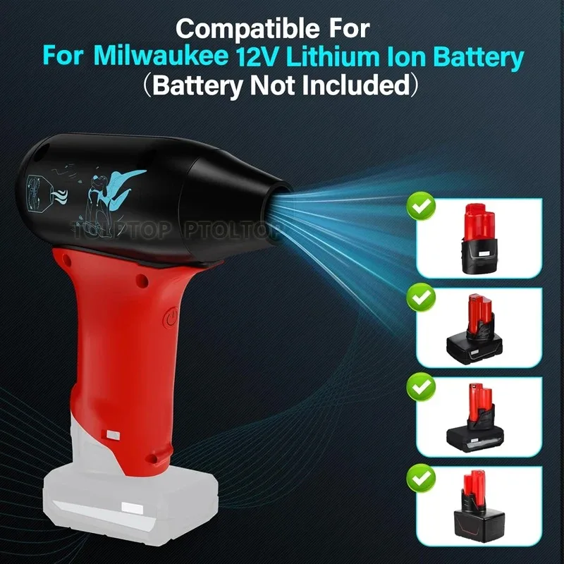 HOT Portable Cordless Handheld Power Fan, Suitable for Milwaukee 12V Lithium Battery, for Car, Keyboard Cleaning, Daily Cleaning