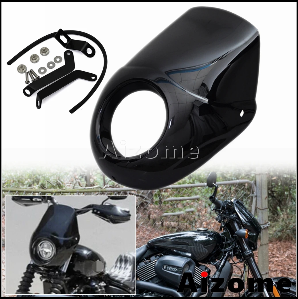 

For Harley Street 500 750 XG500 XG750 Motorcycle Fairing Cover 5.75 inch Round Headlight Cowling Cafe Racer Windshield 2015-2020