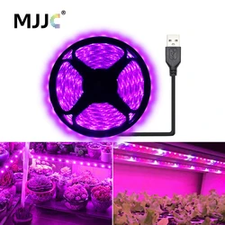 5V 2835 USB LED Grow Strip Light Full Spectrum Plant Growing Tape Lamp for Vegetable Flower Greenhouse Cultivo 1M 2M 3M 4M 5M