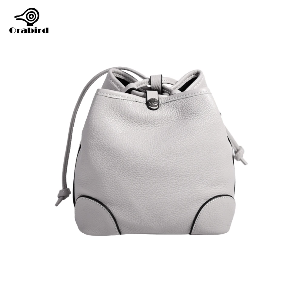 Orabird Fashion Cute Bucket Bag for Ladies Luxury Crossbody Drawstring Purse Soft Genuine Leather Classic Handbag for Women