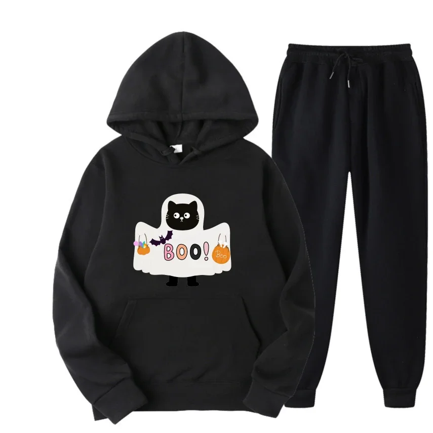 

2025 костюмы с принтом космического кота и граффити, мужские повседневные толстовки, весенне-осенняя уличная одежда, удобный пуловер, толстовка с карманом