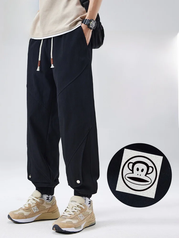 

PaulFrank Monkey Pattern Casual Trousers Men's Faionable Autumn Straight American Sle Loose Fit Cargo Pants Streetwear