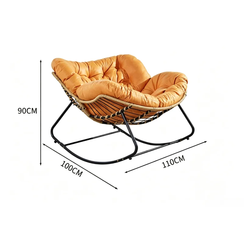Durable Iron Outdoor Rocking Chair Lazy Sofa Recliner Adult Balcony Lunch Break Chair Minimalist Design Hotel Use Bird's Nest