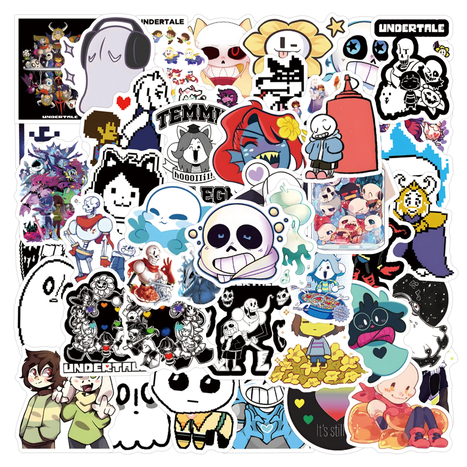 55Pcs Undertale Stickers DIY Stickers Scrapbooking Phone Luggage Skateboard Waterproof Graffiti Decals