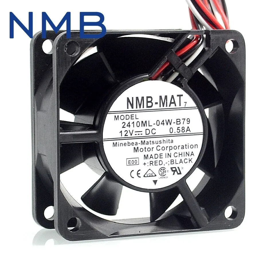 For 2410ML-04W-B79 6025 6CM 60mm 12V 0.58A three wire speed dual- ball bearing cooling fan 60*60*24mm