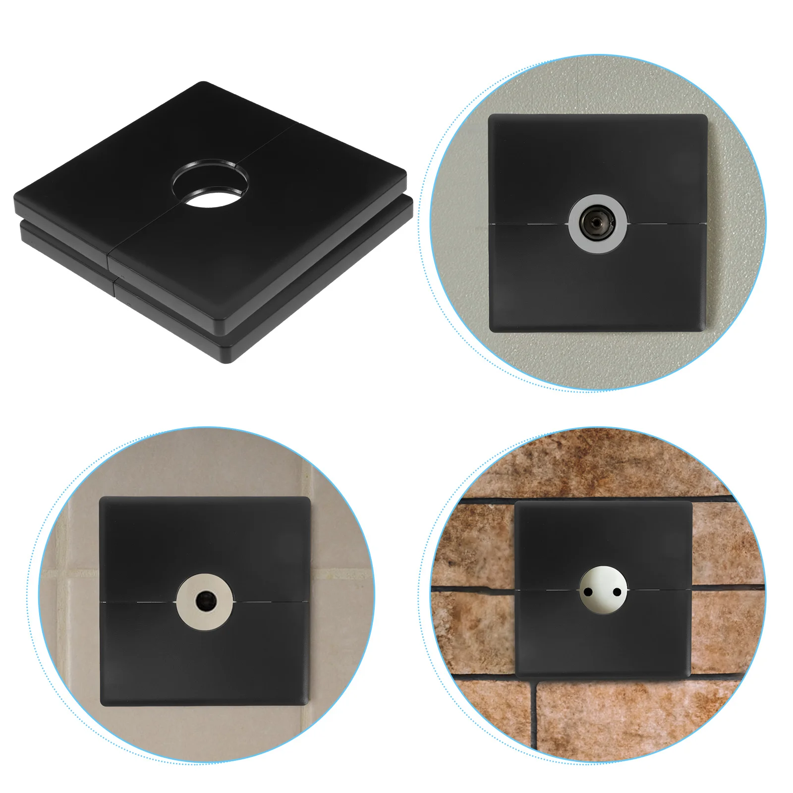

2pcs Outlets Cover Panel 22Mm Hole Wall-Mounted Water Pipe Cover Square Abs Flange Plate For Home Office Mall Plumbing