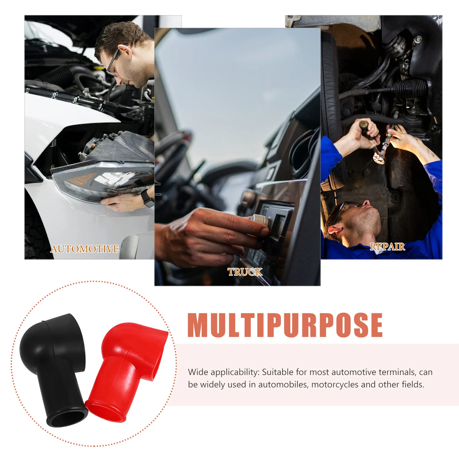 

2Pcs Car Terminal Protector Sleeve Insulation Cover Electrical Wire Protector Positive Negative Terminal Caps for Auto