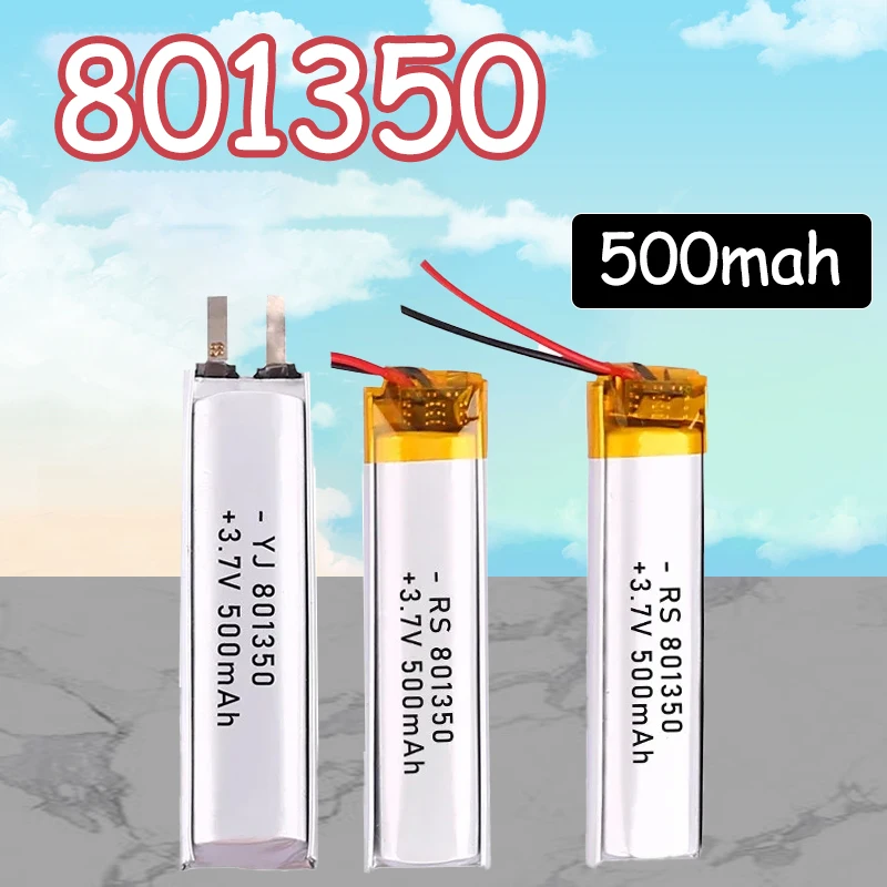 1-20pcs 3.7V 801350 Li-Polymer Lithium Battery 500mAh Rechargeable Battery For Small Fan Electric Toothbrush Bluetooth Headset