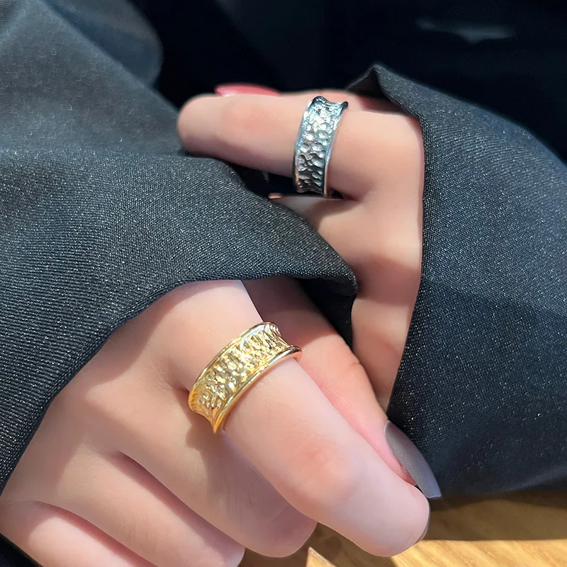 925 Sterling Silver Trendy Korean Tin Foil Ring Woman Creative Design Irregular Index Finger Ring Fine jewelry Gifts