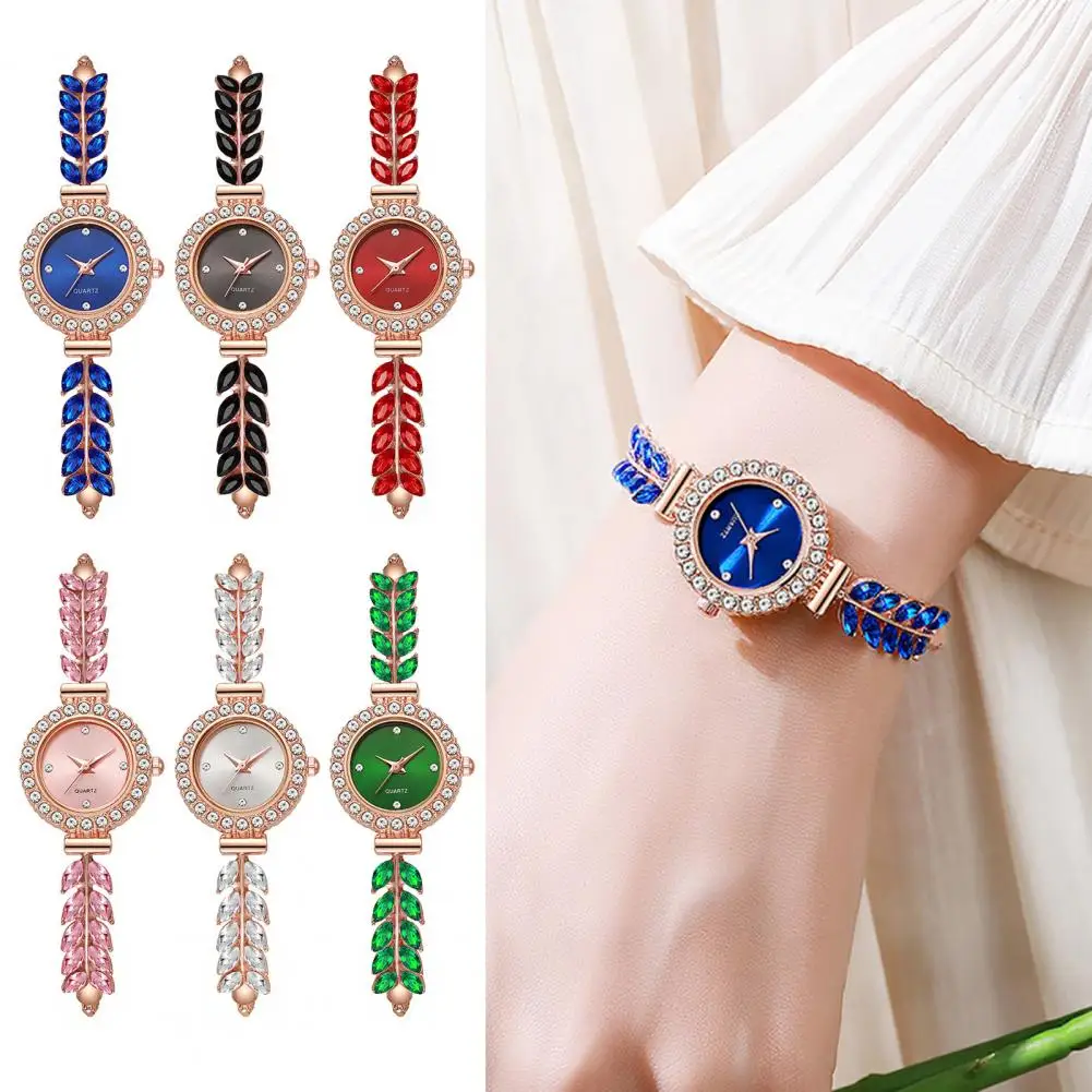 Ladies Quartz Watch, Rhinestone Small Dial Slim Bracelet Free Adjustable Quartz Watch