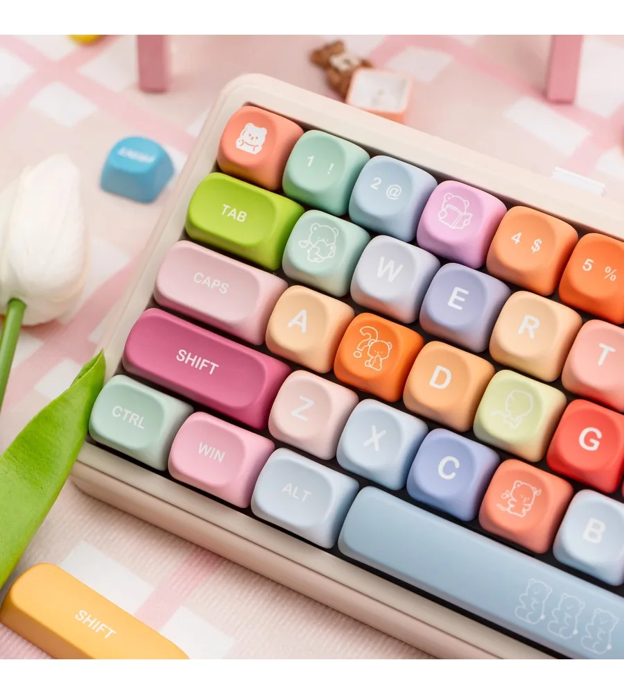 Gummy Bear Keycaps MOA Height Keycaps PBT Five-Sided Sublimation Opaque Customized Mechanical Keyboard Keycaps