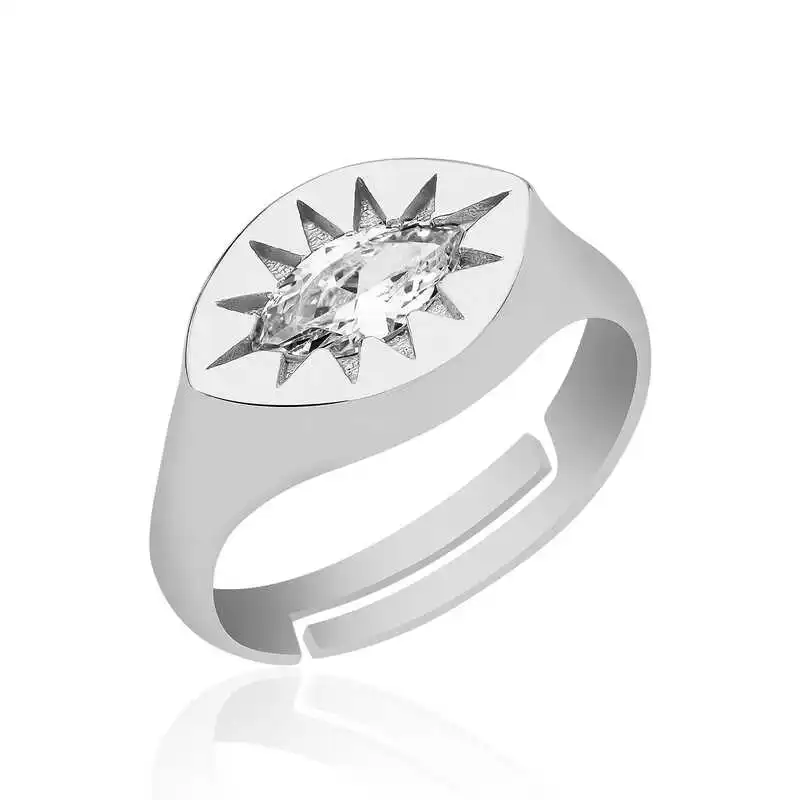 Silver Adjustable North Star Knight Templar Ring