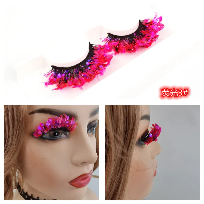 OKAYLASH 3D Pink Gold Shining Colored Eyelashes Wholesale Glitter Dramatic Volume Glow Russian Color Lashes Cosplay Halloween